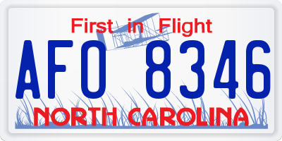 NC license plate AFO8346
