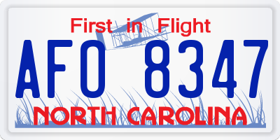 NC license plate AFO8347