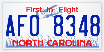 NC license plate AFO8348