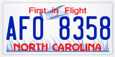 NC license plate AFO8358