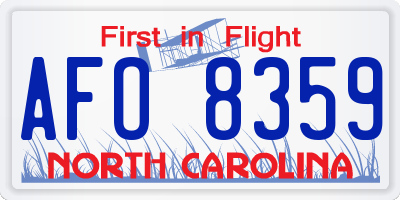NC license plate AFO8359