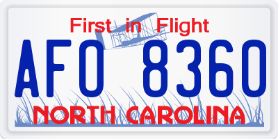 NC license plate AFO8360