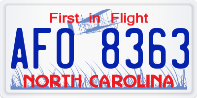 NC license plate AFO8363