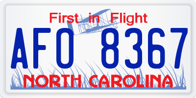 NC license plate AFO8367
