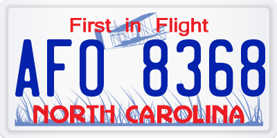 NC license plate AFO8368
