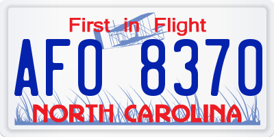 NC license plate AFO8370
