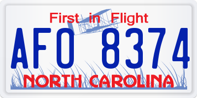 NC license plate AFO8374