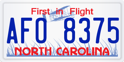 NC license plate AFO8375