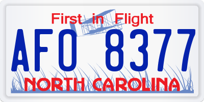 NC license plate AFO8377