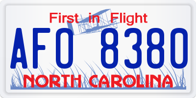 NC license plate AFO8380
