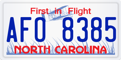 NC license plate AFO8385