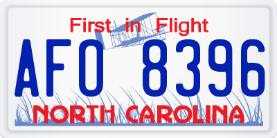 NC license plate AFO8396