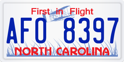 NC license plate AFO8397