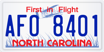 NC license plate AFO8401