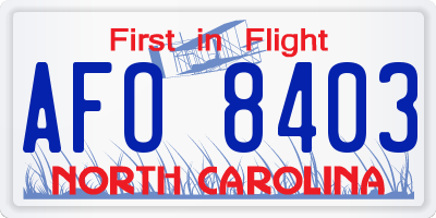 NC license plate AFO8403