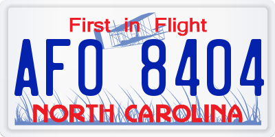 NC license plate AFO8404