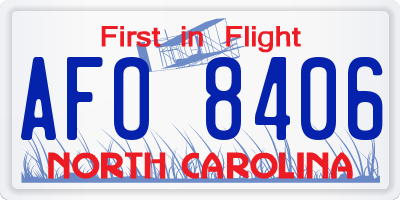 NC license plate AFO8406