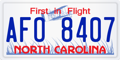 NC license plate AFO8407