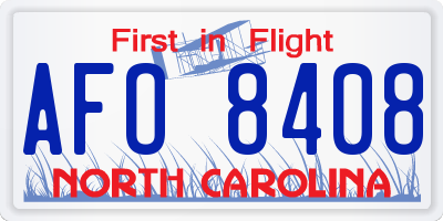 NC license plate AFO8408