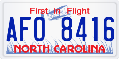 NC license plate AFO8416