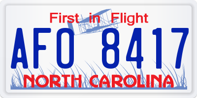 NC license plate AFO8417