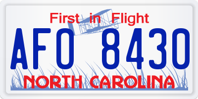NC license plate AFO8430