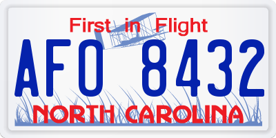 NC license plate AFO8432
