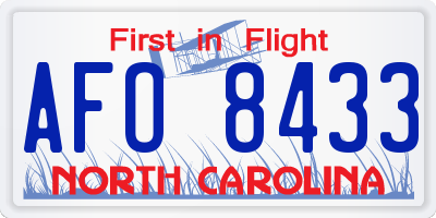 NC license plate AFO8433