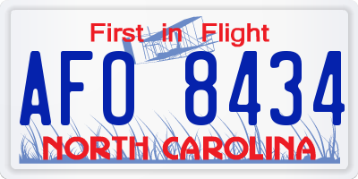 NC license plate AFO8434