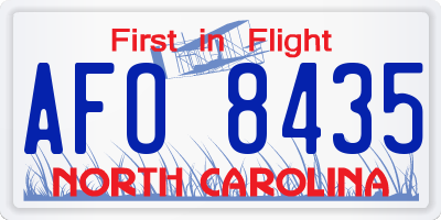 NC license plate AFO8435