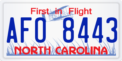NC license plate AFO8443