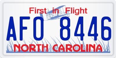 NC license plate AFO8446