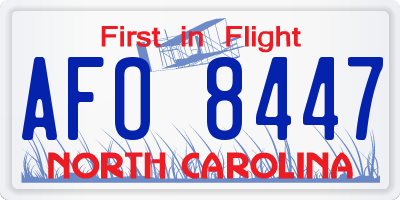 NC license plate AFO8447
