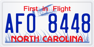 NC license plate AFO8448