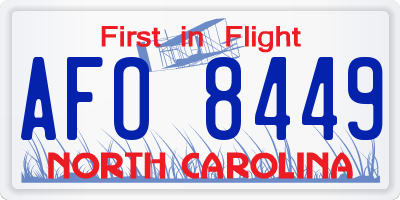 NC license plate AFO8449