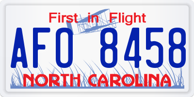 NC license plate AFO8458