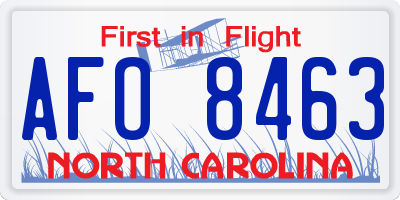 NC license plate AFO8463