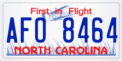 NC license plate AFO8464