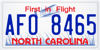 NC license plate AFO8465