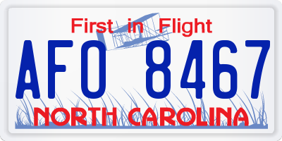 NC license plate AFO8467
