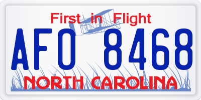 NC license plate AFO8468