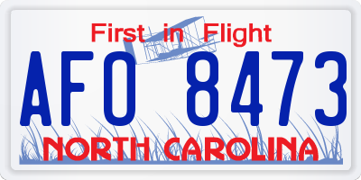 NC license plate AFO8473