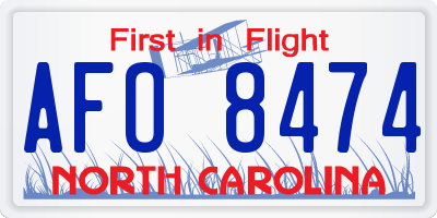 NC license plate AFO8474