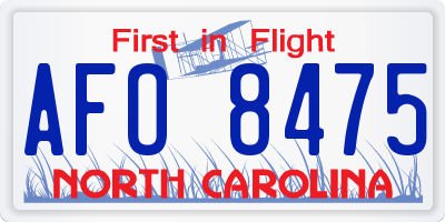 NC license plate AFO8475