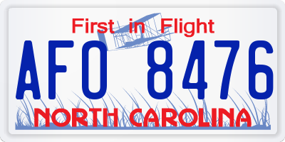 NC license plate AFO8476