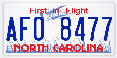 NC license plate AFO8477