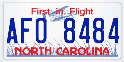 NC license plate AFO8484