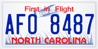 NC license plate AFO8487