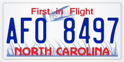 NC license plate AFO8497