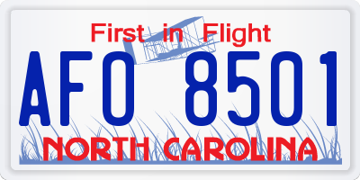 NC license plate AFO8501